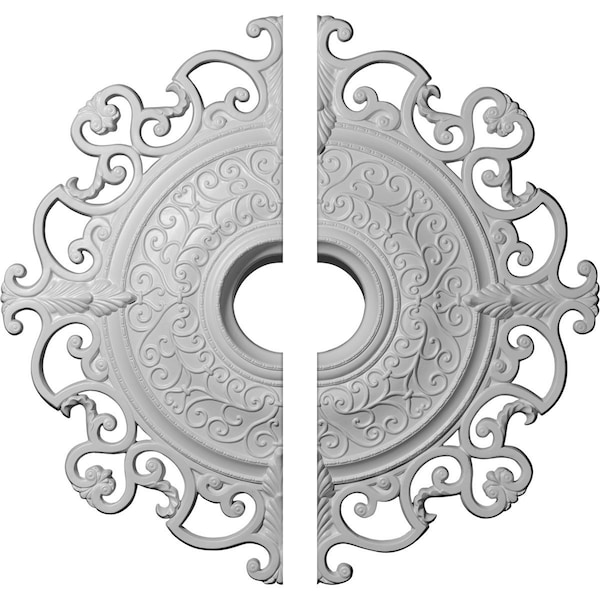 Ekena Millwork Orleans Ceiling Medallion, Two Piece (Fits Canopies up to 8 1/4"), 38 3/8"OD x 6 5/8"ID x 2 7/8"P CM38OL2 - main